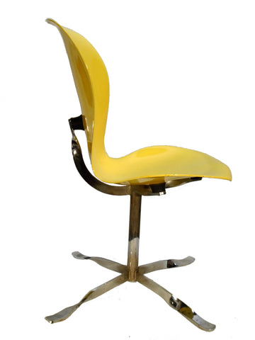 Gideon Kramer Chrome and Lacquered Wood Side Chair