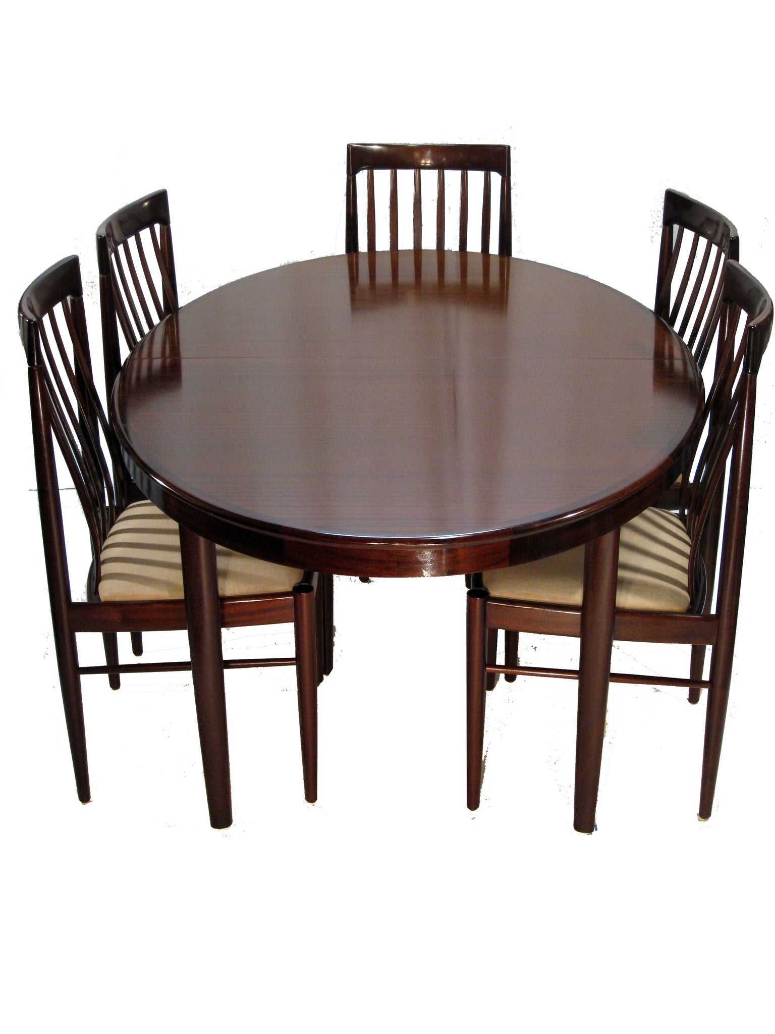 H.W. Klein Rosewood Dining Table w/ Two Leaves and Six Highback Chairs